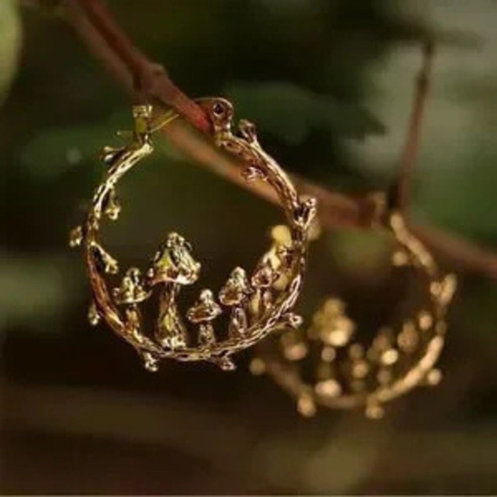 Beautiful?Mushroom Hoop Earrings